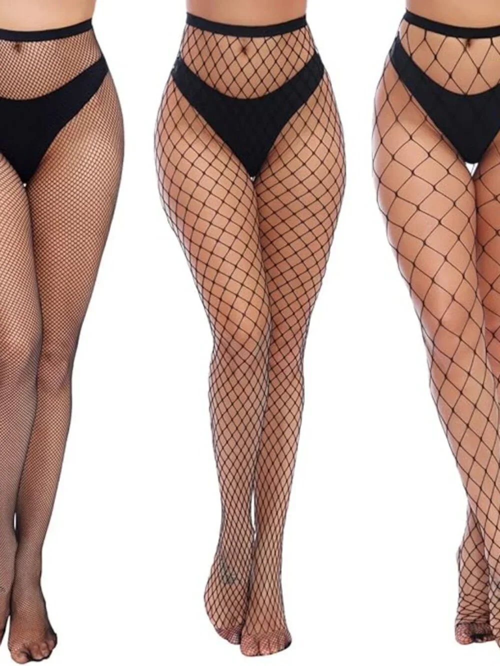 3 Pairs High Waist Tights Fishnet Stockings Thigh High Pantyhose Size 4-12